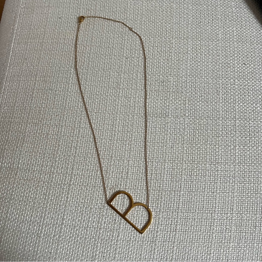 Gold Minimalist Necklace with Letter Pendant